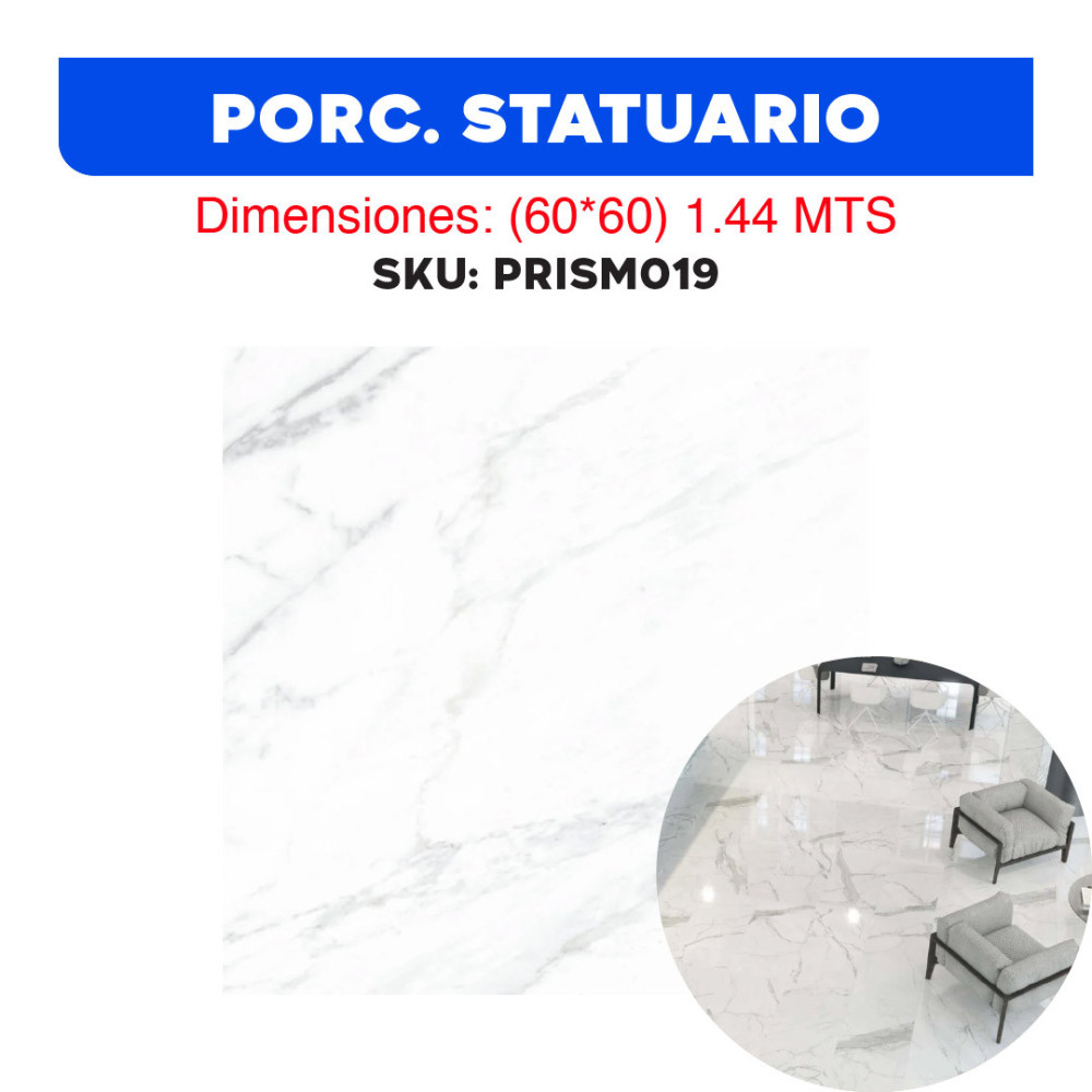 PORC. STATUARIO (60*60) 1.44MTS.