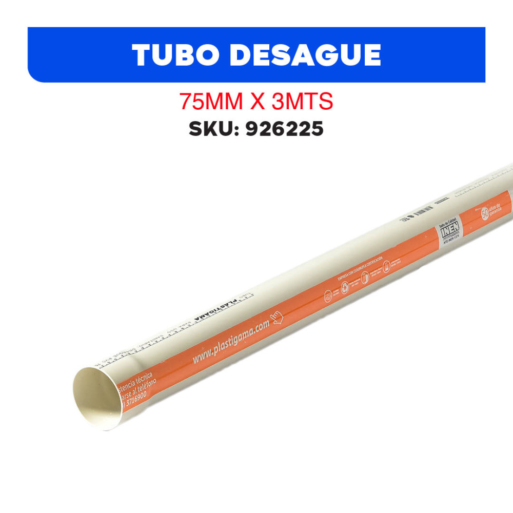 TUBO DESAGUE 75MM X 3MTS