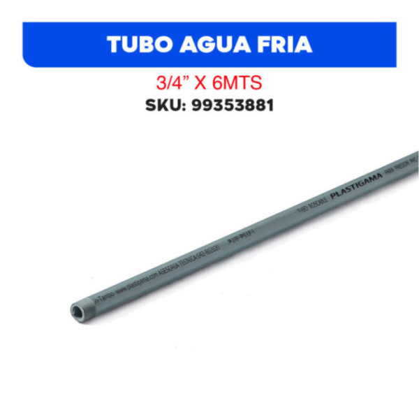 TUBO AGUA FRIA 3/4 X 6MTS