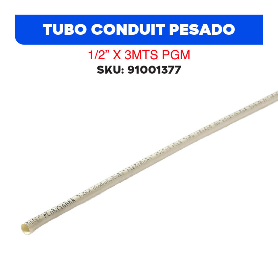 TUBO CONDUIT PESADO 1/2 X 3MTS.  PGM