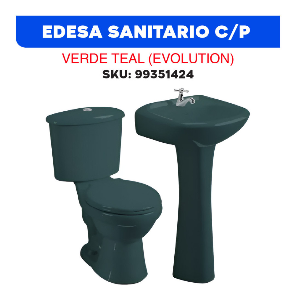 EDESA JGO SANITARIO C/P + LAVABO VERDE TEAL (EVOLUTION)
