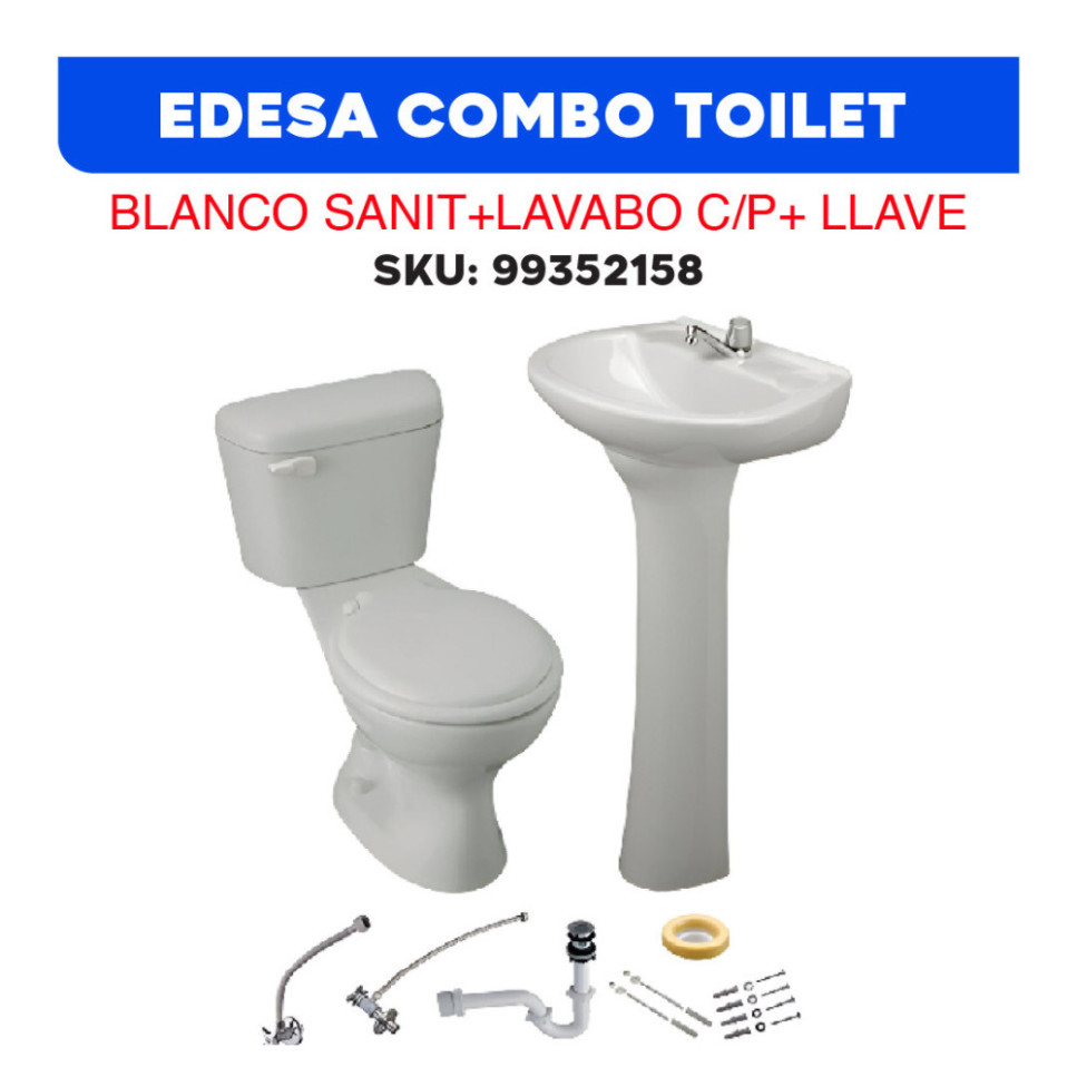 COMBO TOILET BLANCO SANIT+LAVABO C/P+ LLAVE