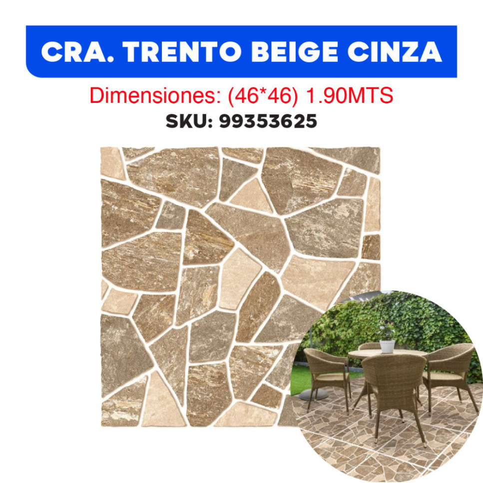 CERÁMICA TRENTO BEIGE CINZA