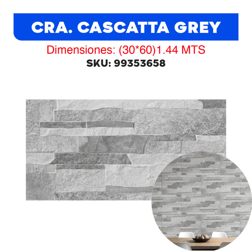CERÁMICA FACHALETA PARED CASCATTA GREY