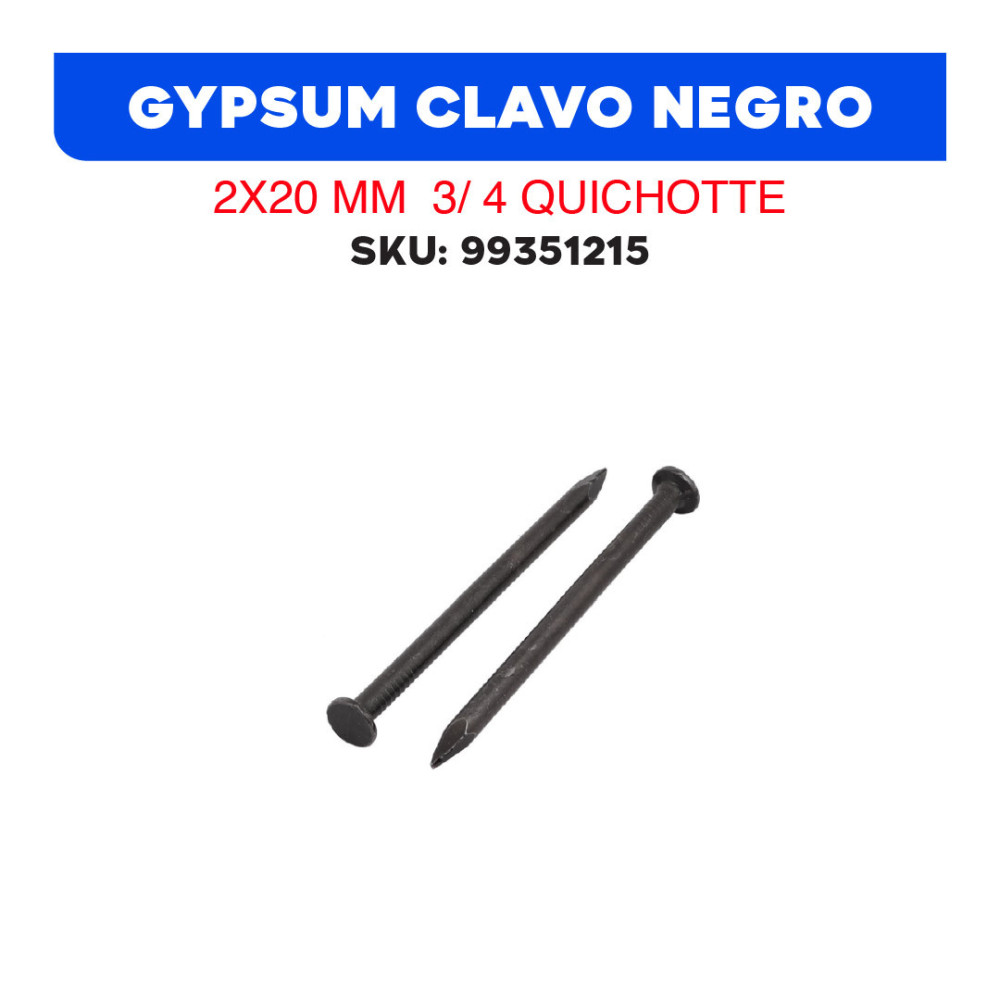 GYPSUM CLAVO NEGRO 2X20 MM  3/ 4 QUICHOTTE