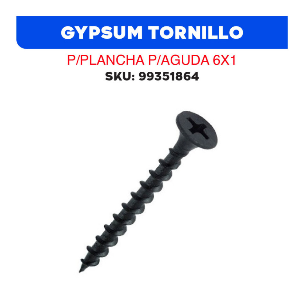GYPSUM TORNILLO P/PLANCHA P/AGUDA 6X1