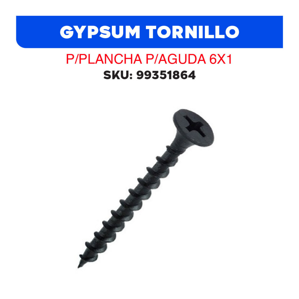 GYPSUM TORNILLO P/PLANCHA P/AGUDA 6X1