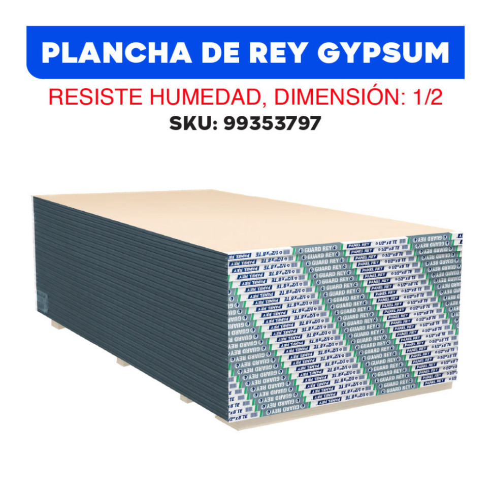PLANCHA DE REYGYPSUM HUMEDAD 1/2