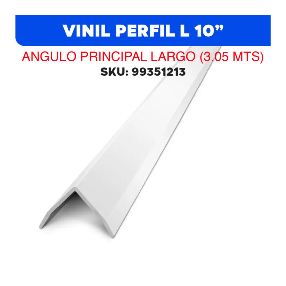 VINILPERFIL L10 ANGULO PRINCIPAL LARGO (3.05 MTS.)